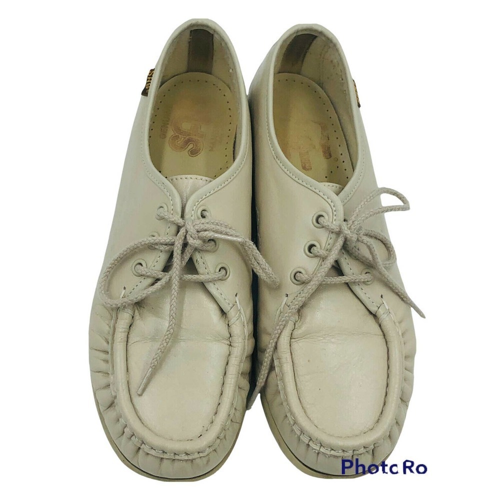 SAS San Antonio Shoe Bone/Beige Women's Orthopedic Shoes Size 7.5 M Hand-Sewn